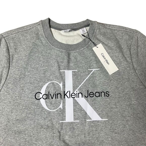 Calvin Klein Sweatshirt Mens XL Grey Long Sleeve Casual Crewneck Streetwear - Picture 11 of 12